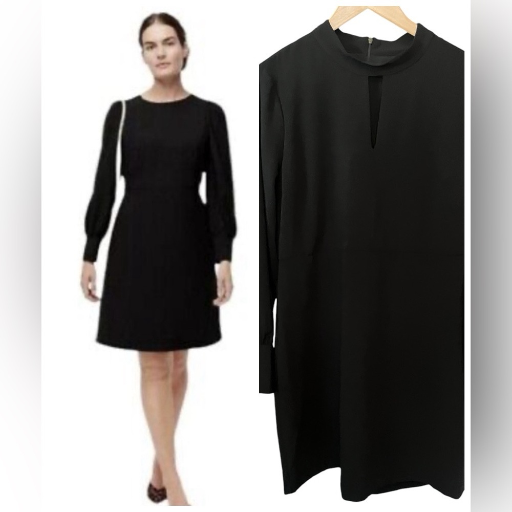 Banana Republic Black Long-Sleeve A-Line Dress